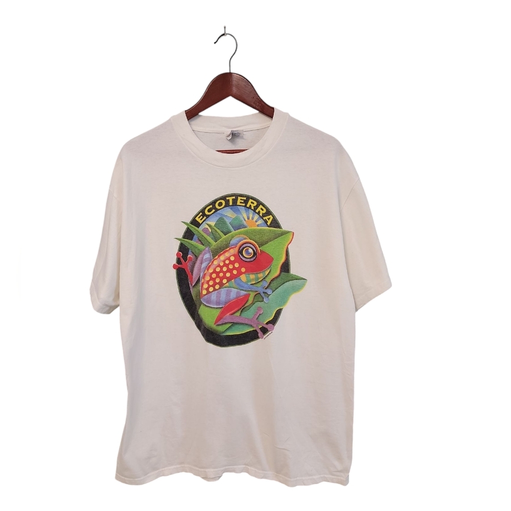 Vintage Hanes Ecoterra 1996 Frog Graphic Single Stitch Mens Rare Tee Shirt XL